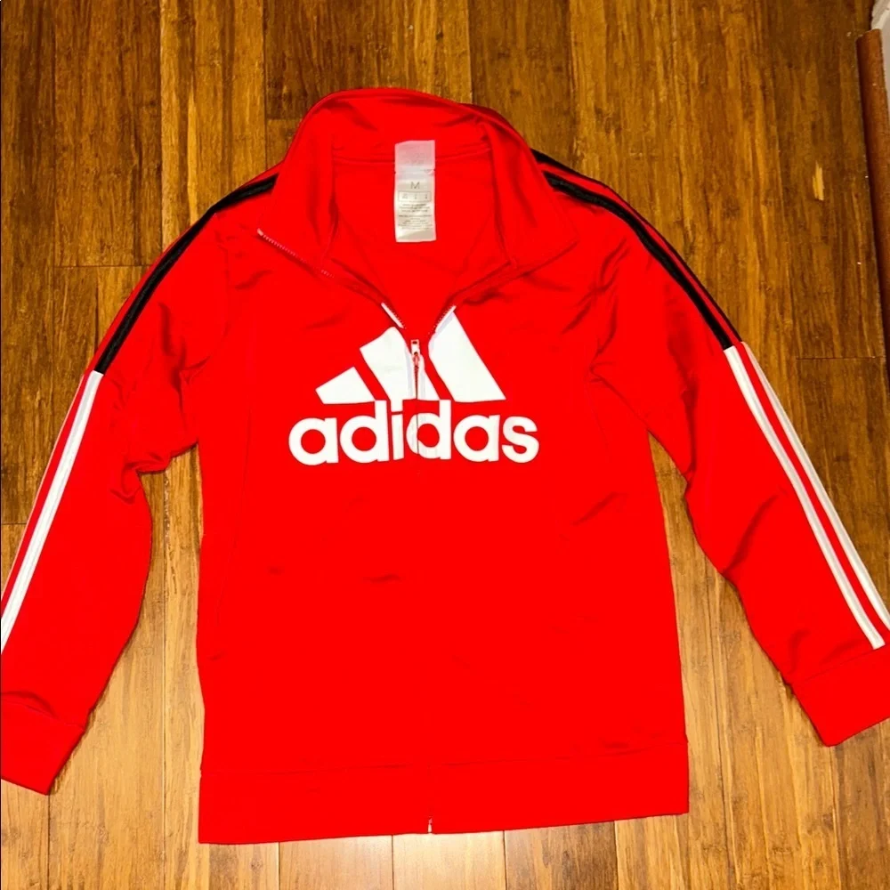 Adidas Kids Red Jacket with White Logo - Picture 5 of 9